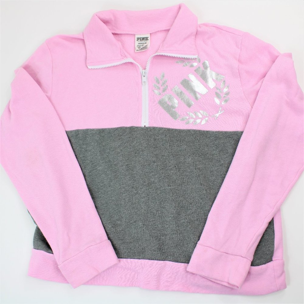Victorias Secret Pink Qtr Zip Bling Sweatshirt Sm